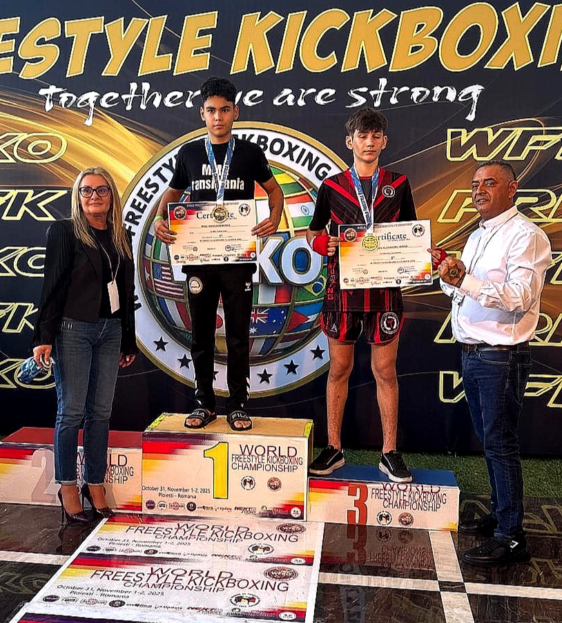 Rezultate excepționale pentru MMA Transilvania Cluj-Napoca la Campionatul Mondial de Freestyle Kickboxing WFKO 2025 din Ploiești.